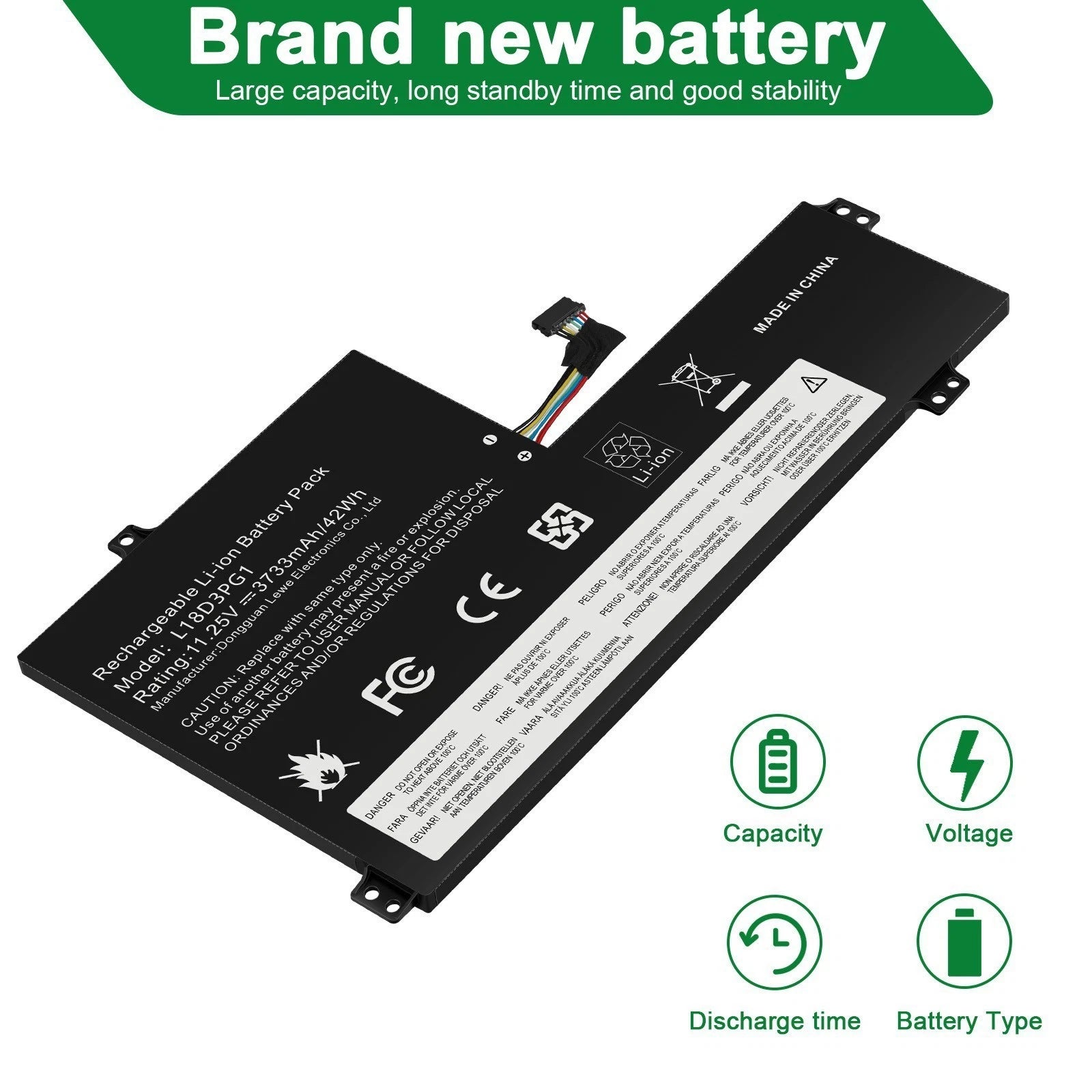 New L18D3PG1 L17M3PB0 L17L3PB0 Battery For Lenovo Chromebook 100E 300E 500E 42Wh