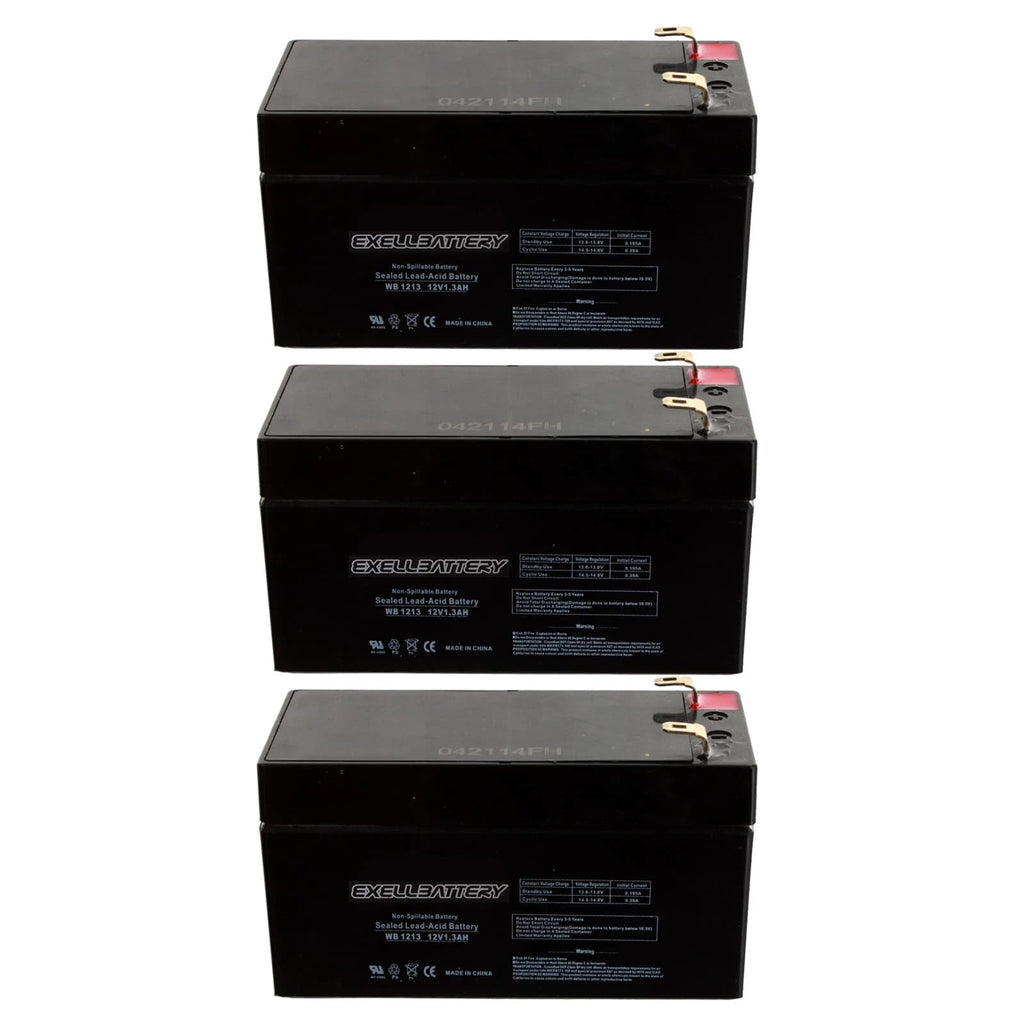 NEW 3pc 12V 1.3Ah SLA Battery EB1213 For UB1213, WKA12-1.3F,PS1212