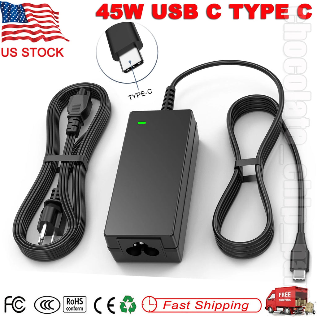 45W AC Adapter USB-C Charger for Lenovo Chromebook 300e 1st/2nd/3rd Gen Yoga 720