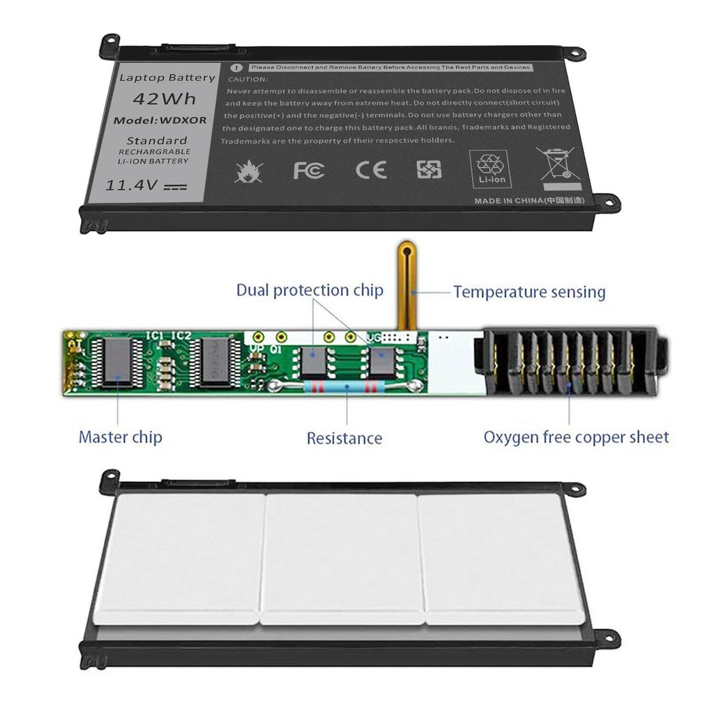 Lot Battery WDXOR WDX0R for Dell Inspiron 15 5568 13 7368 17 5765 3CRH3 42Wh