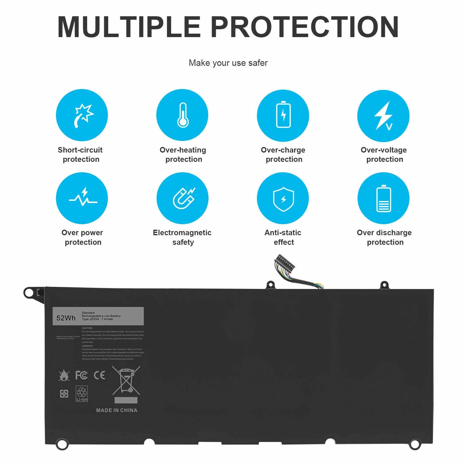 90V7W Battery for Dell XPS 13 9343 13 9350 0DRRP 5K9CP JD25G JHXPY P54G P54G001