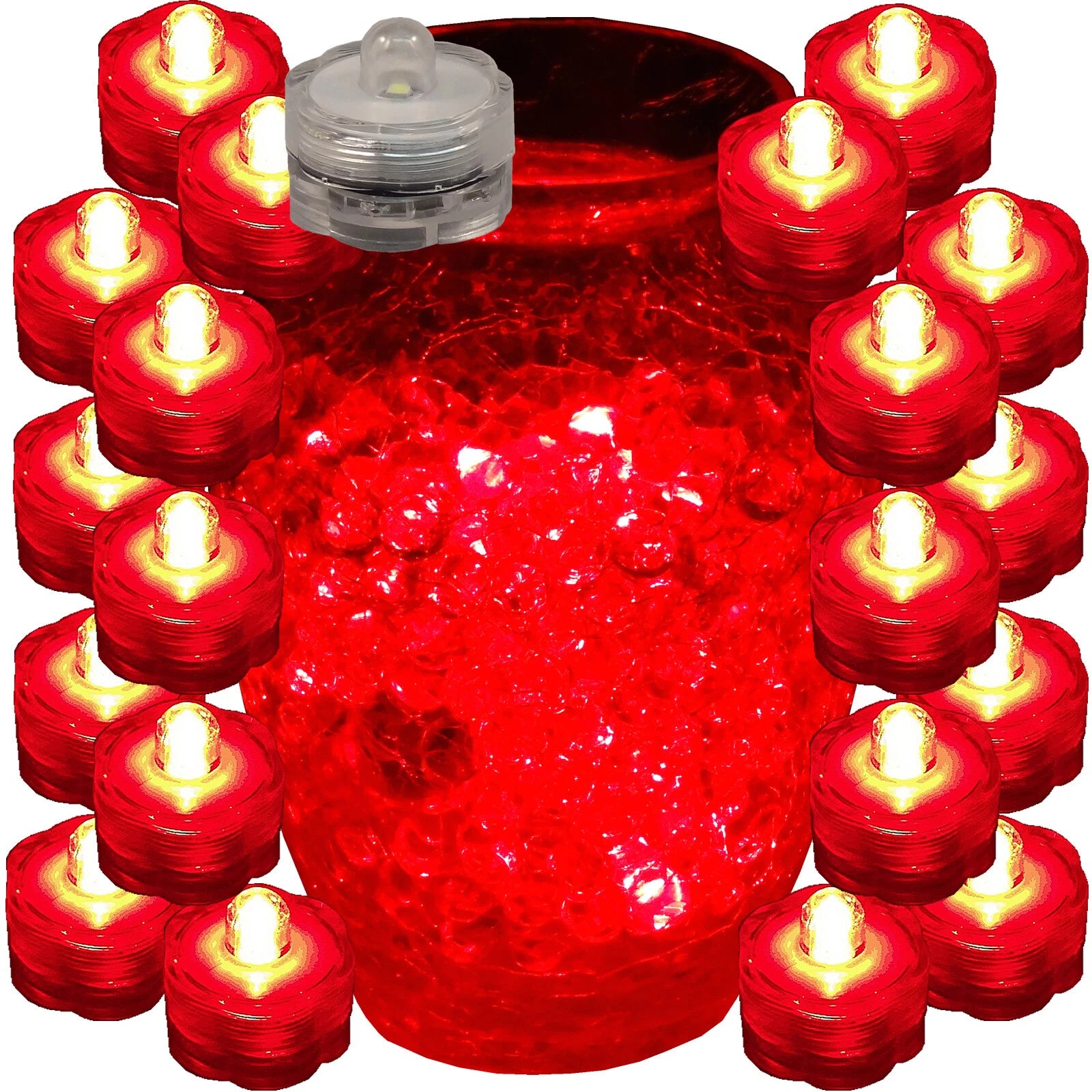 30 Pack Red Submersible Waterproof Underwater Battery LED Tea Light Wedding