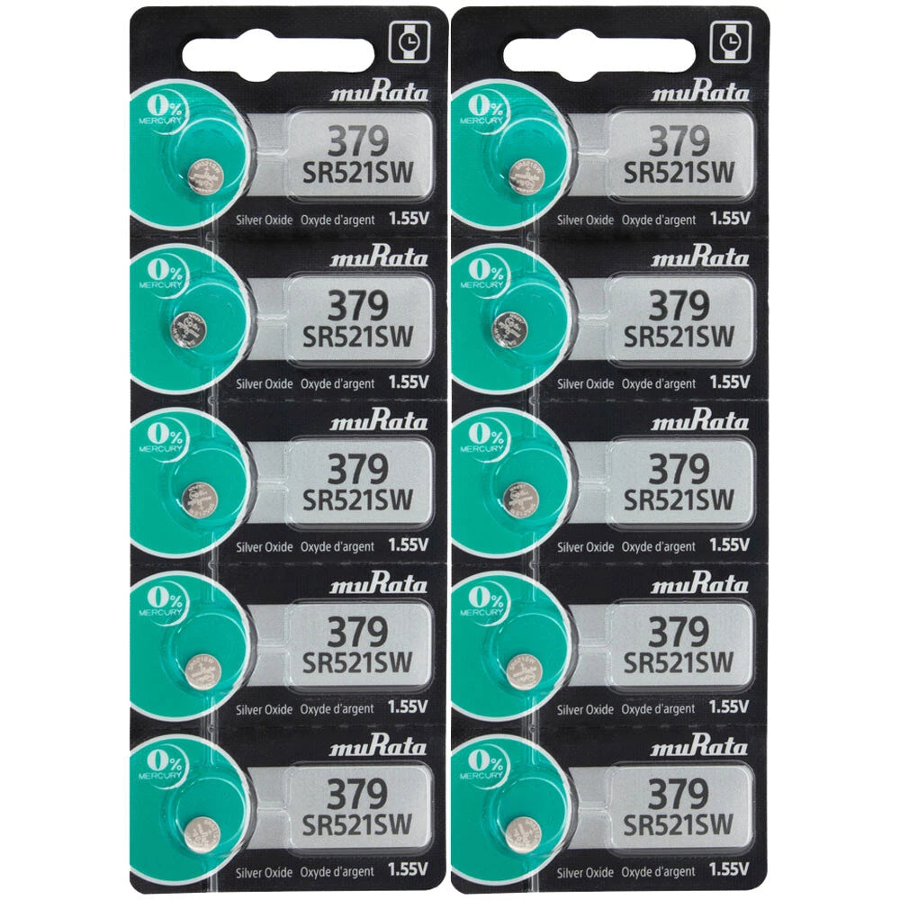 20 Murata Replaces Sony 379 SR521SW SR521W Button Cell Silver Oxide Battery