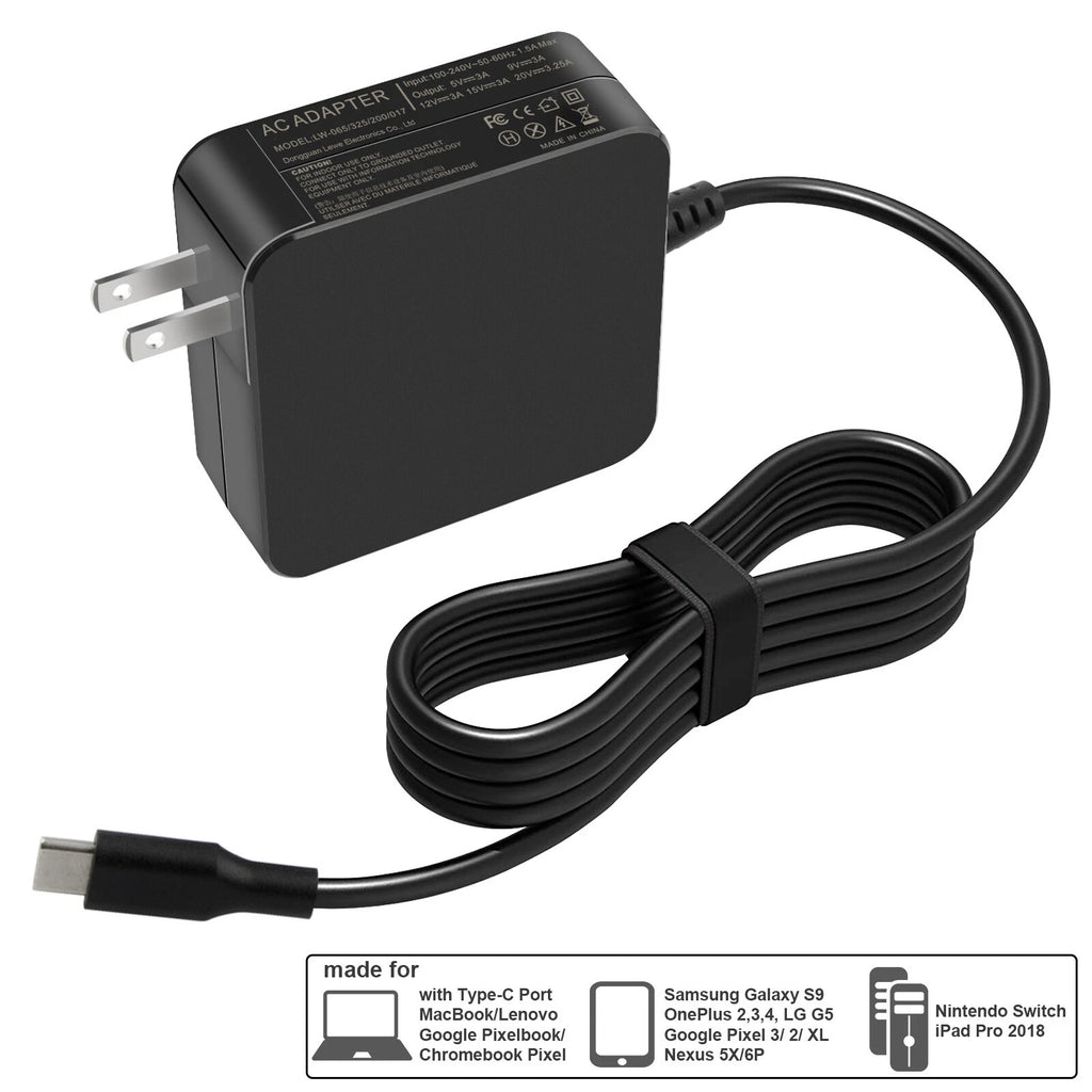 65W Charger for Dell Inspiron 14 7400 7415 2-in-1 USB C Laptop AC Adapter Power