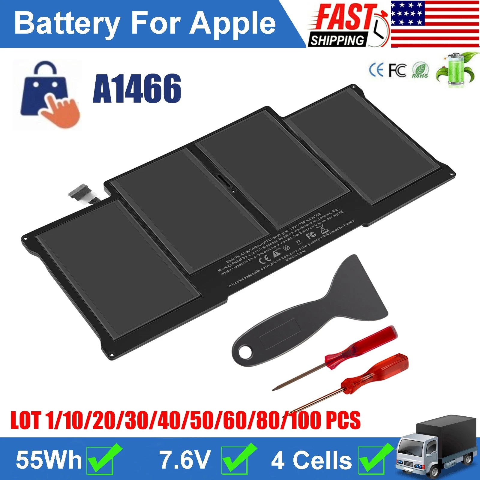?LOT A1496 A1466 Battery for Apple MacBook Air 13''A1405 A1369 2014 2015 2017