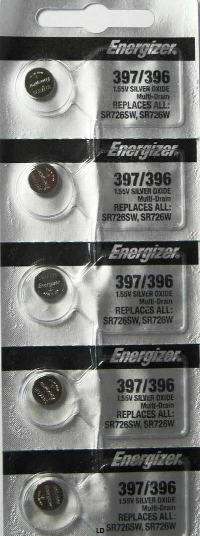 ENERGIZER 396/397 SR726SW SR726W (2 piece) WATCH BATTERY NEW Authorize Seller