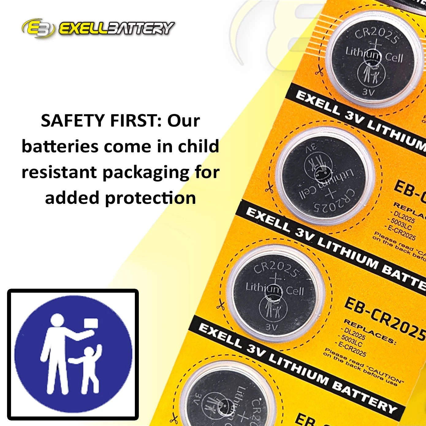 Exell Battery 5-Pack 3V Coin Cell Batteries Compatible with ECR2025 DL20256B