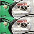 2 Maxell 379 SR521SW SR521 V379 SILVER OXIDE battery