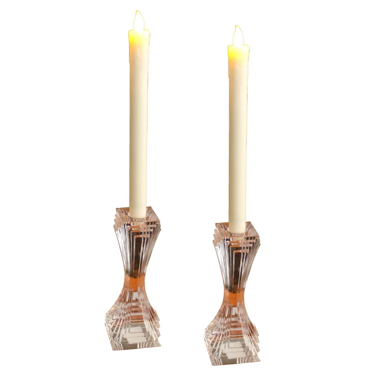 US SELLER ~ 2-PACK of 9" LED Candle Holiday Style battery IVORY Amber Flickering