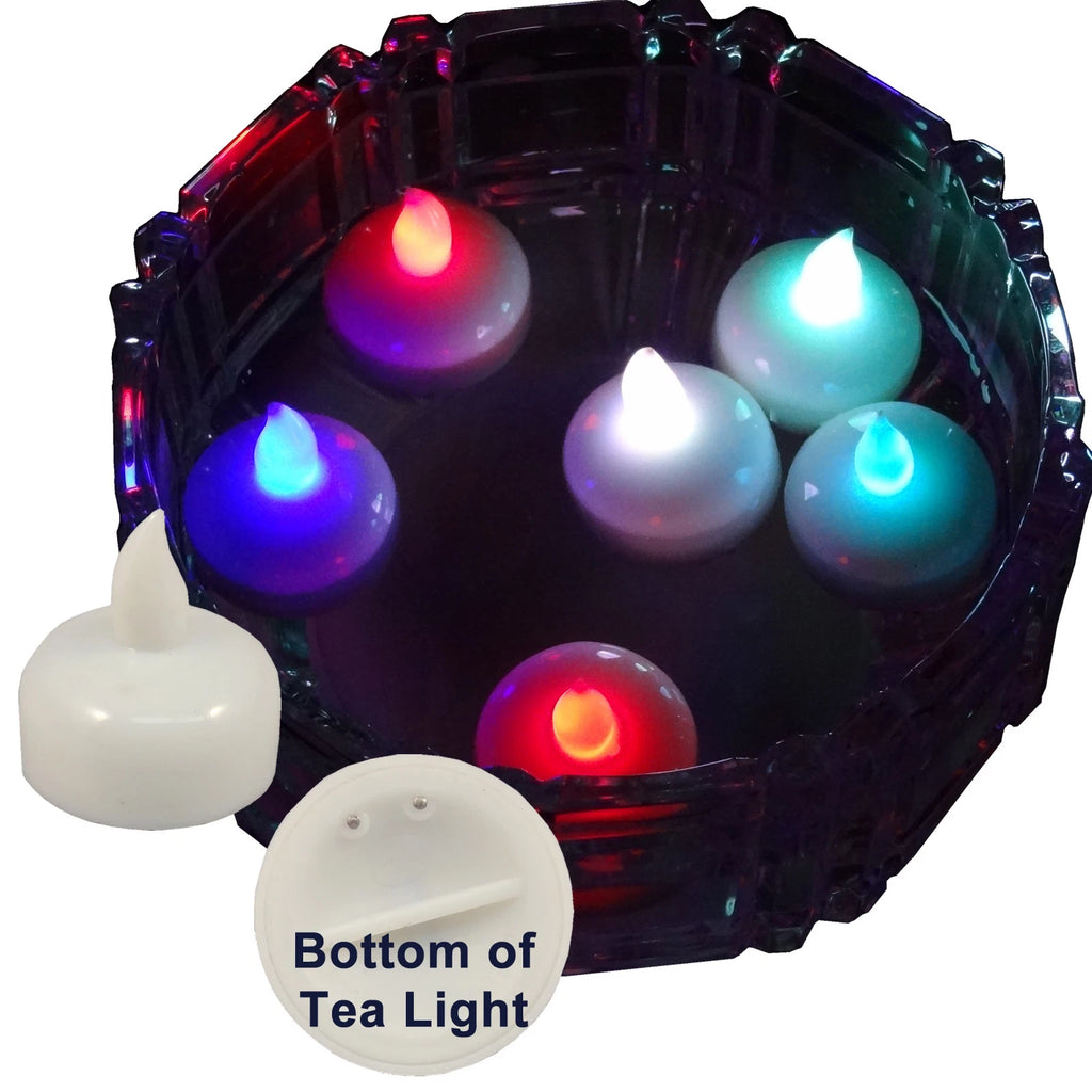 6 Flameless Floating LED tealight Candle Battery operated Multi-color tea lights