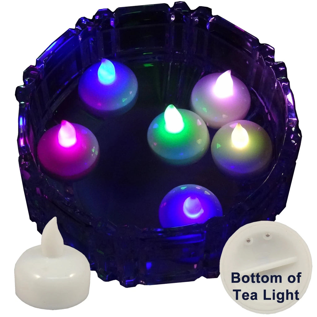 Qty 6 Battery Operated FLOATING Multicolor LED Tealights Tea Lights Flameless