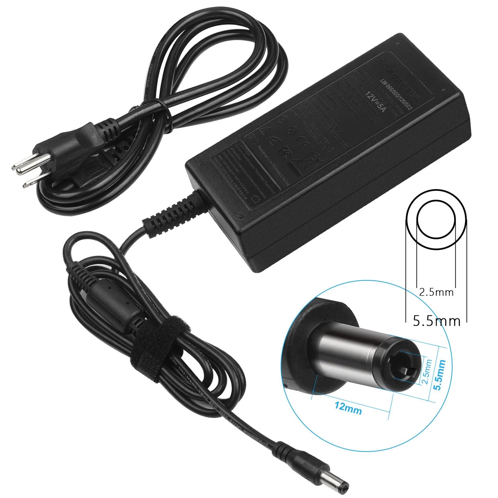 12V 5A Charger AC Power Adapter For Bluetooth Wireless Speaker LED Lights Router