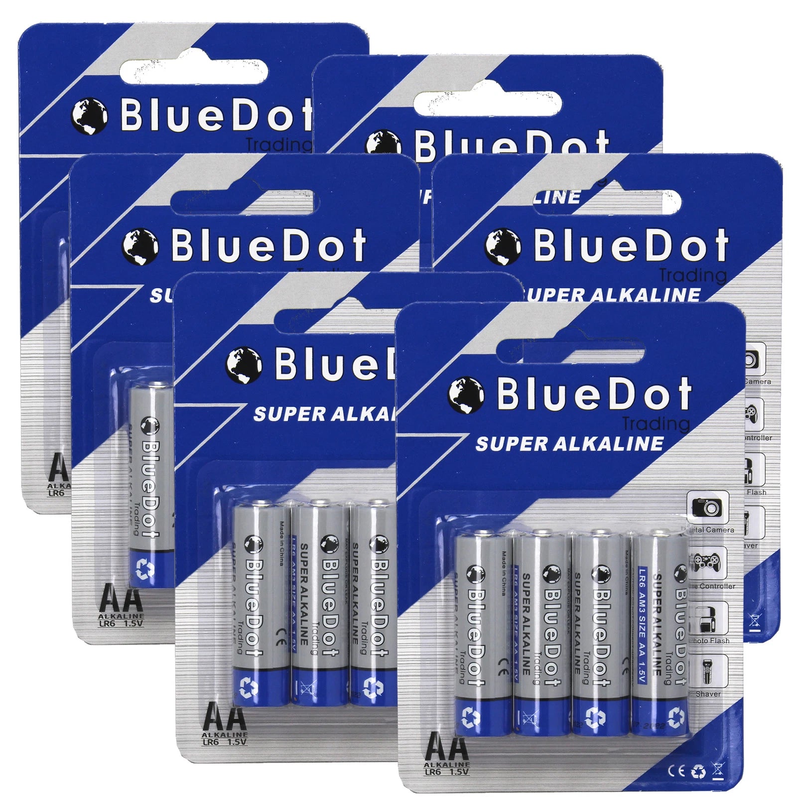 24 QTY- AA Batteries- Alkaline 1.5v Battery- NEW from Factory! Sealed Packs!