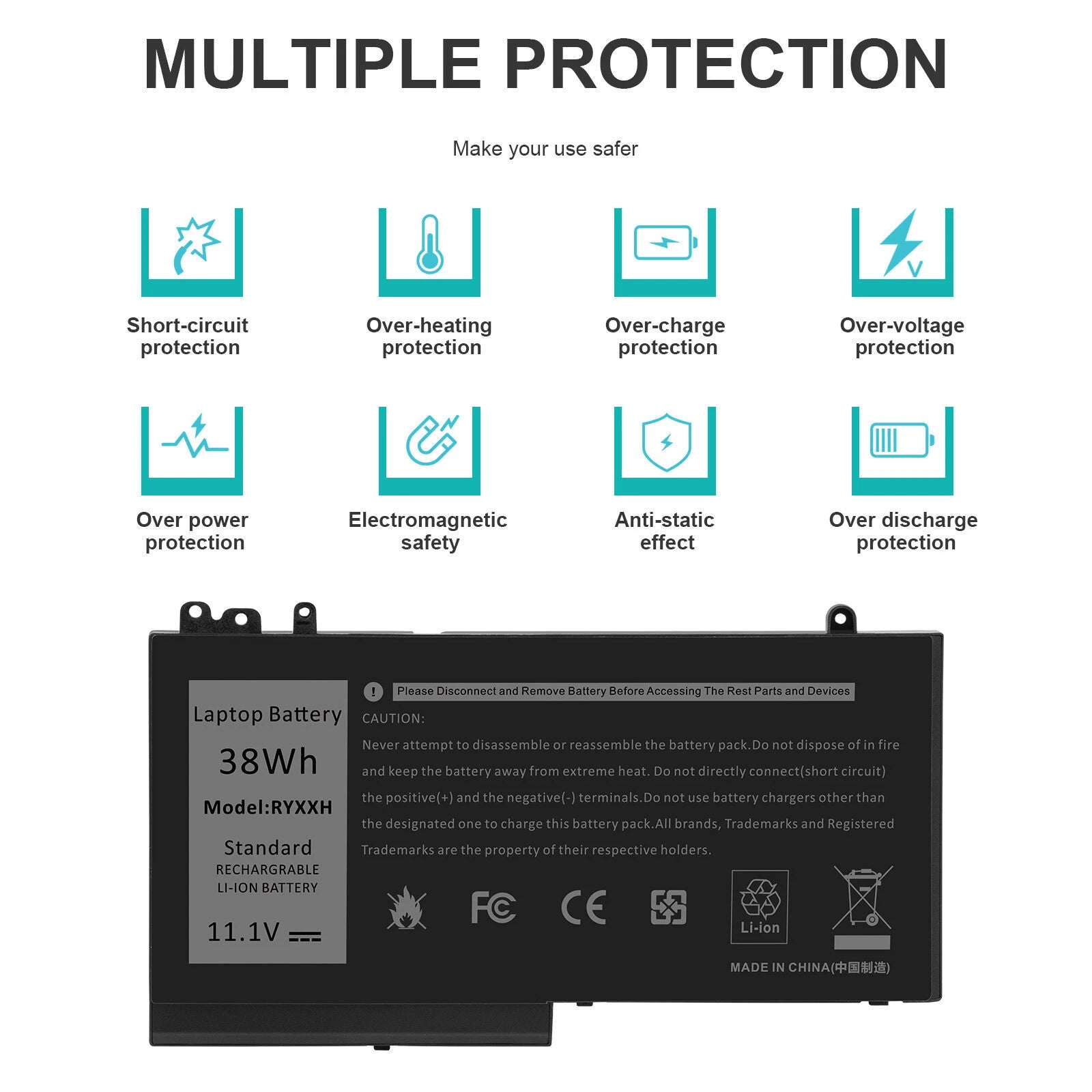 G5M10 RYXXH Battery for DELL Latitude 12 E3100 E3150 E3550 E5450 E5550 E5250