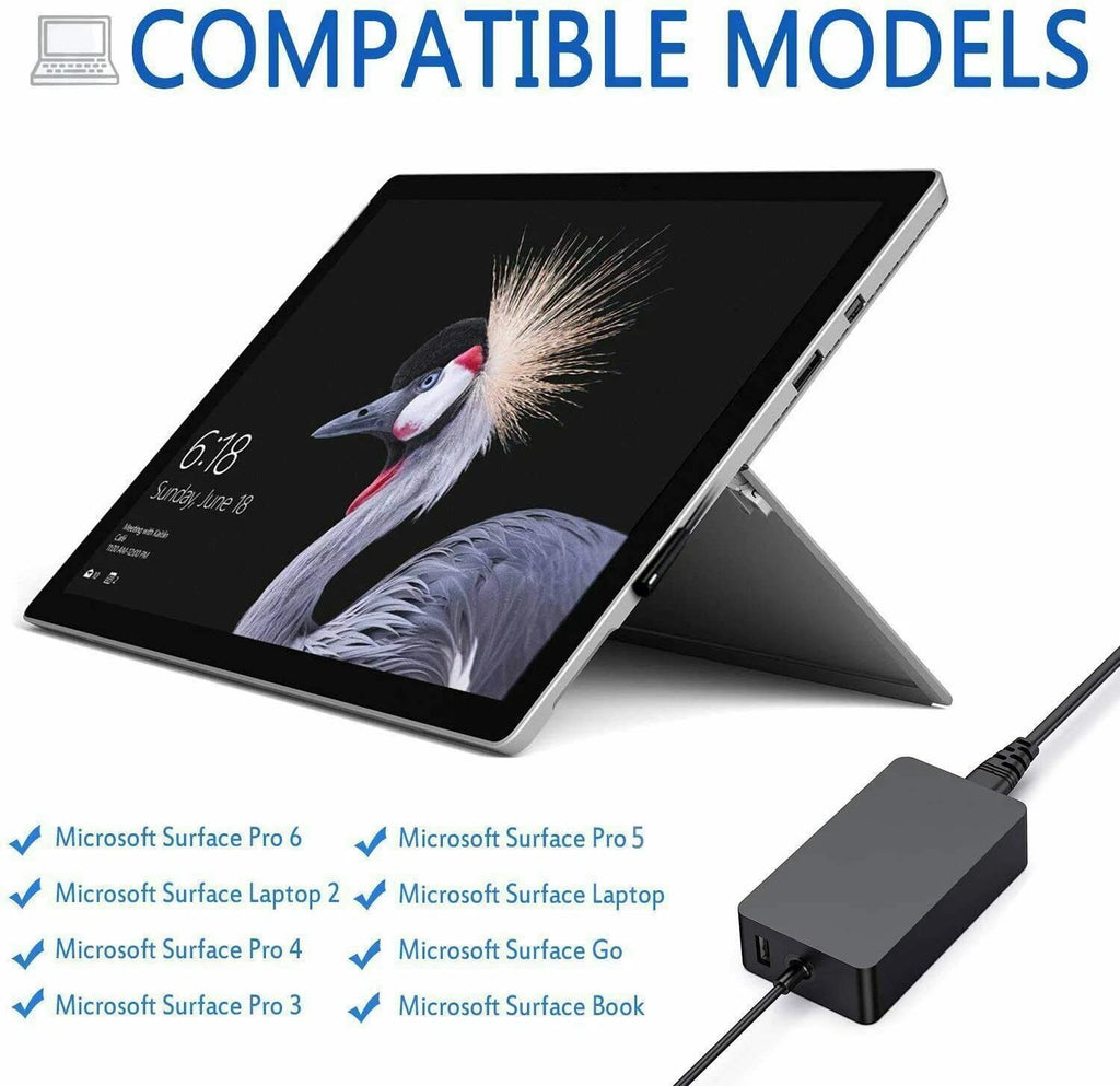 Surface Pro Charger Power Adapter for Microsoft Surface Pro 3/4/5/6/7/8/9/x