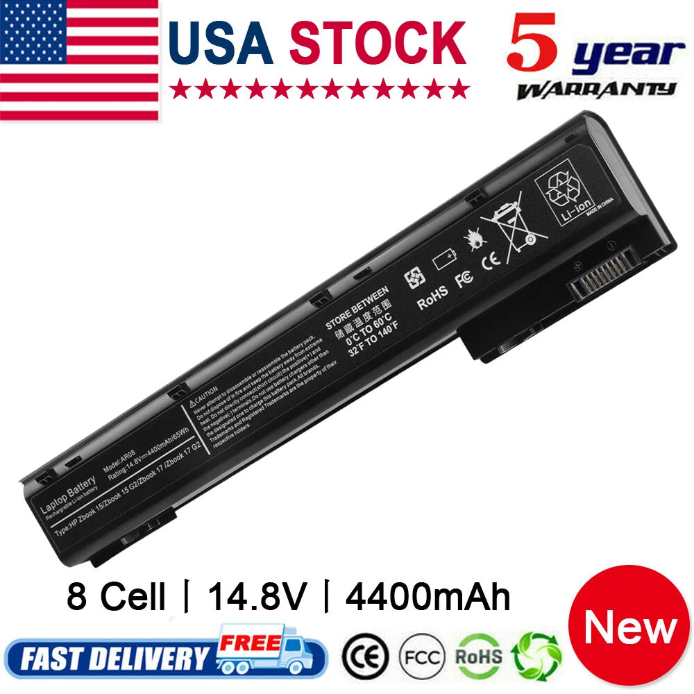 8 Cell For HP zBook 15 17 G1 G2 Laptop Battery 65Wh (P/N: 708456-001 / AR08)