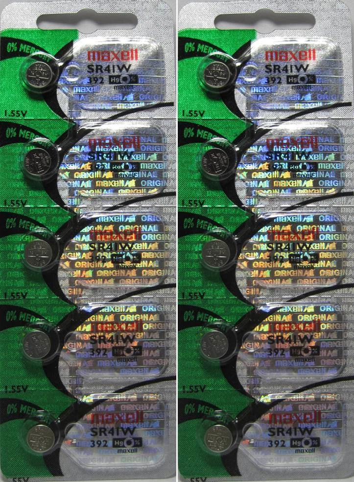 10 Maxell 392 SR41W AG3 Silver Oxide Batteries Hologram