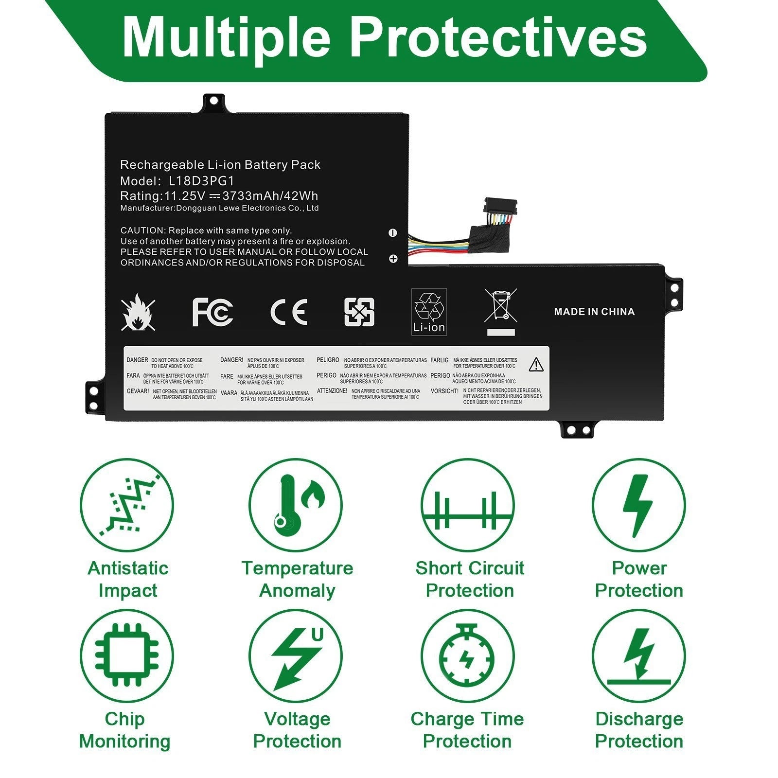 L18D3PG1 Laptop Battery For Lenovo 100E 300E 500E Chromebook 2nd Gen L17M3PB0