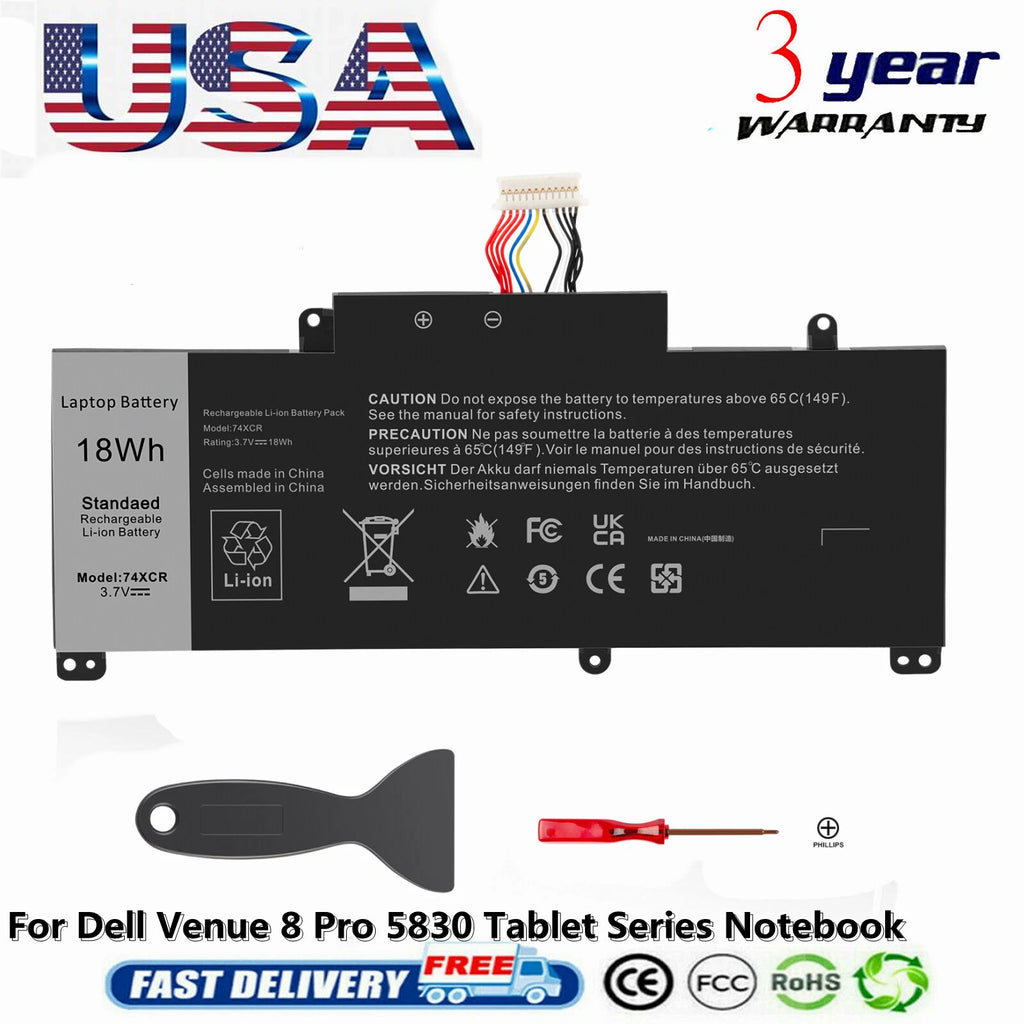 74XCR 074XCR Tablet Battery for Dell Venue 8 Pro 5830 T01D VXGP6 X1M2Y 18Wh