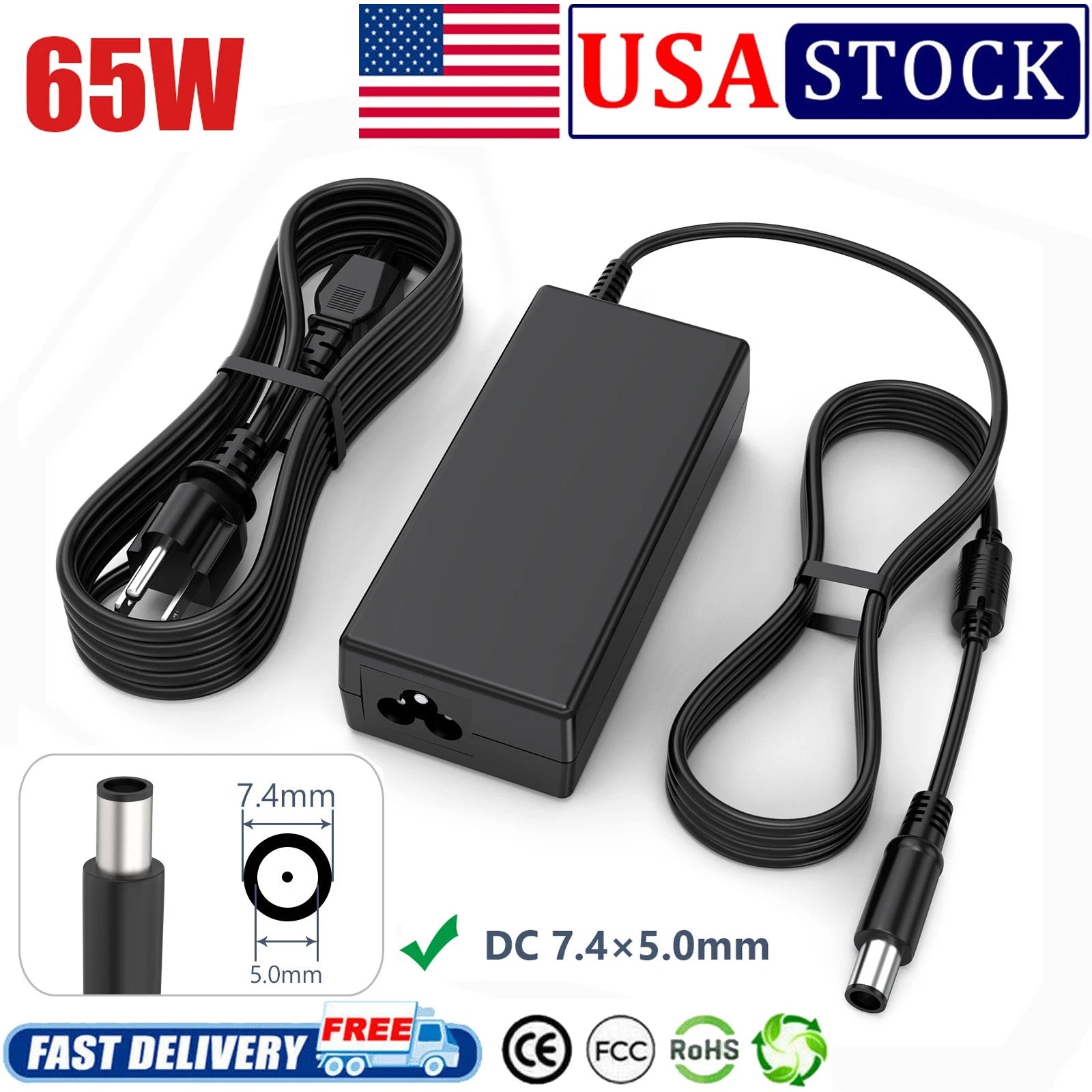 18.5V 3.5A 65W AC Adapter Laptop Charger for HP Pavilion DV7 DV6 DM4 G7 G6 G4 US