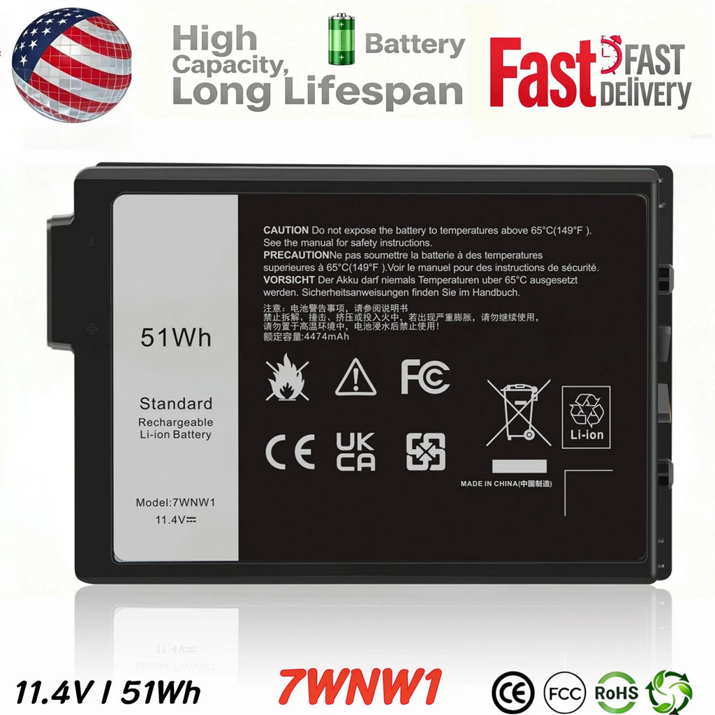 ?7WNW1 BATTERY FOR DELL Latitude 5420 5424 7424 RUGGED Series P85G P85G001