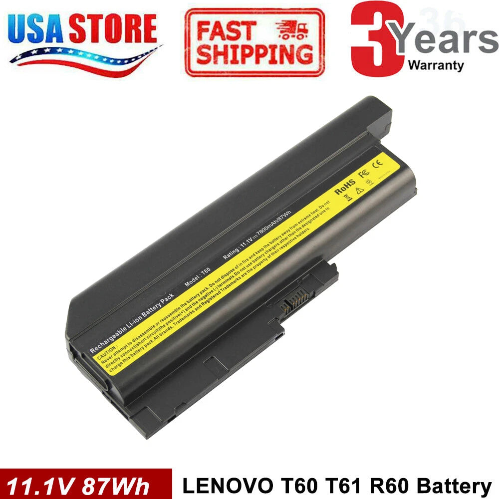 9Cell Battery for IBM Lenovo Thinkpad T60 T61 R500 T500 W500 SL300 SL400 40Y6797