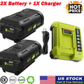 2X 6.0Ah Battery for Ryobi 40V Lithium OP40602 Battery OP401 40Volt Fast Charger