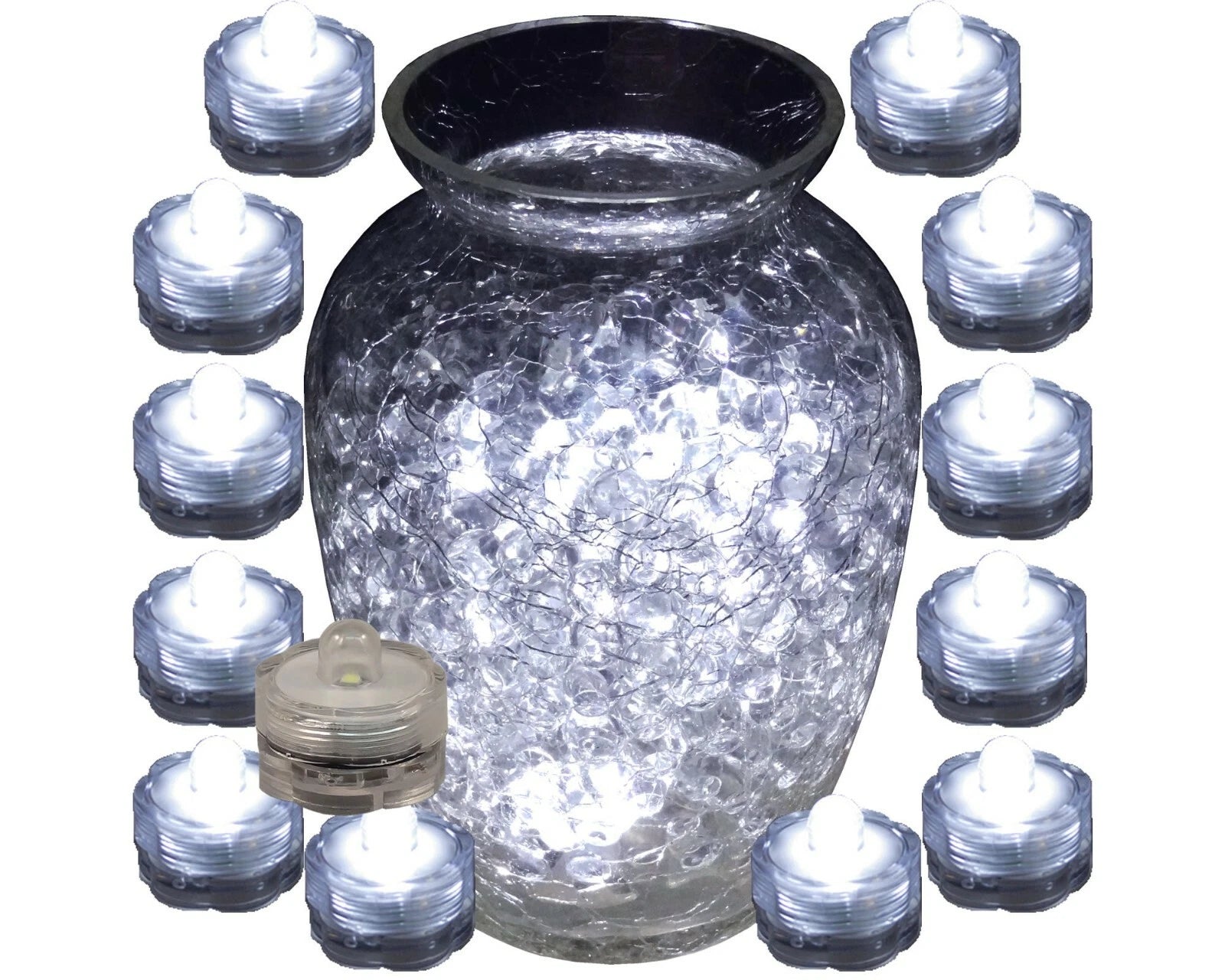 20 Pack White Submersible Waterproof Underwater Battery LED Tea Light Wedding