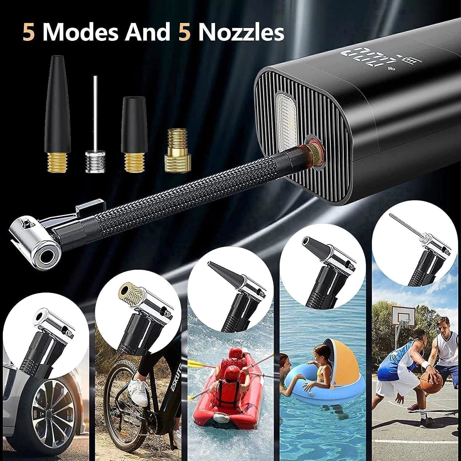 150PSI Car BiKe Digital Electric Tire Inflator Portable LCD Air Pump Compressor