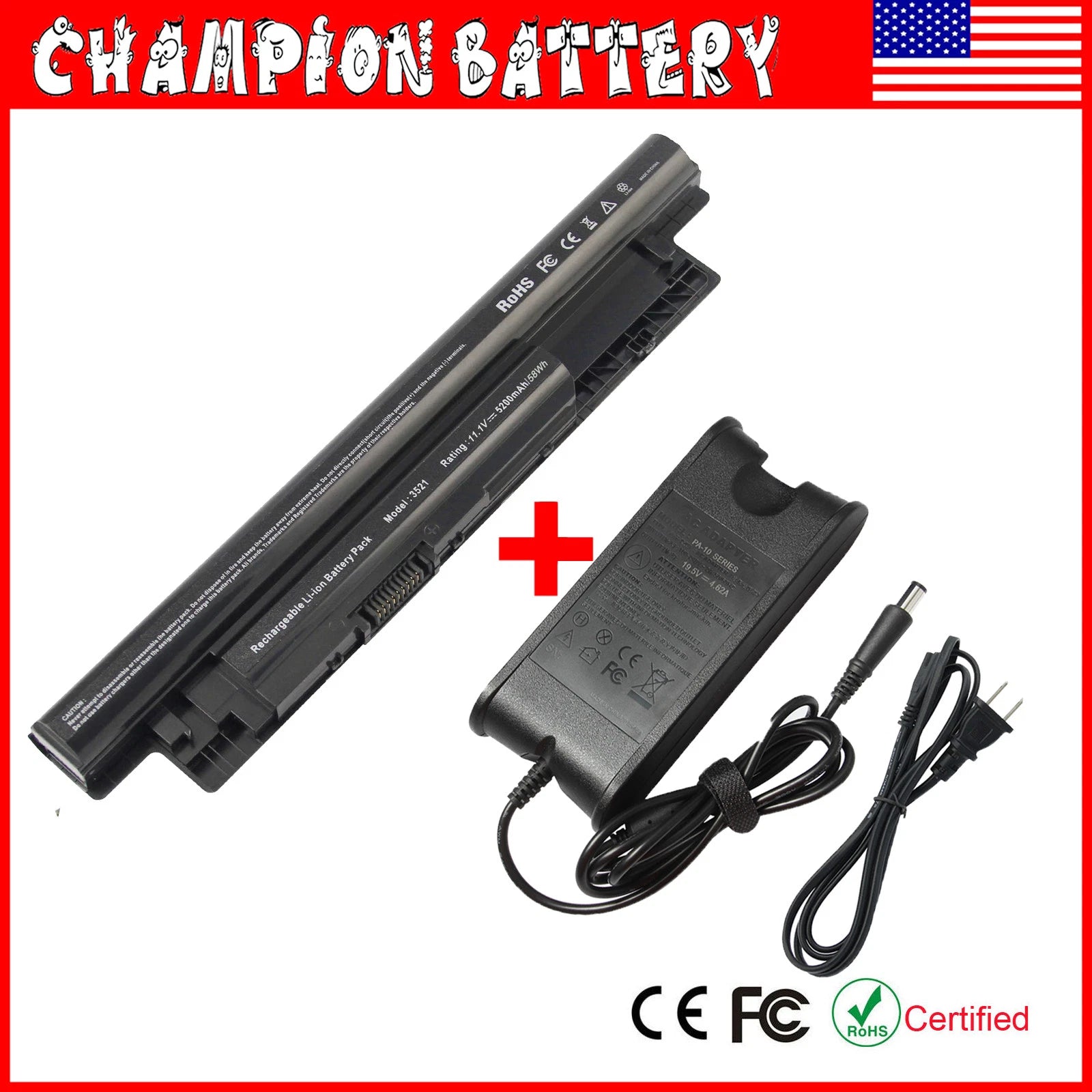 Battery For Dell MR90Y Inspiron M531R 5535,15 3521,15R 5521 5537,P28F/Charger