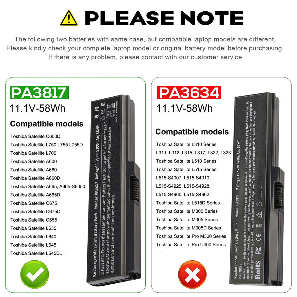 PA3817U-1BRS PA3819U-1BRS Battery for Toshiba Satellite L650 L655 L645 P745 New