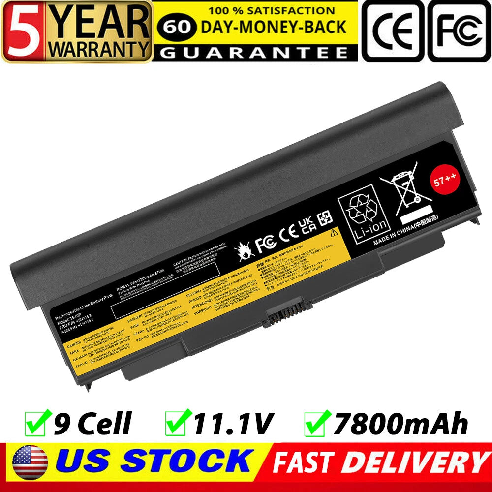 9 Cell 57++ Laptop Battery for Lenovo Thinkpad T440p T540p W540 W541 FAST