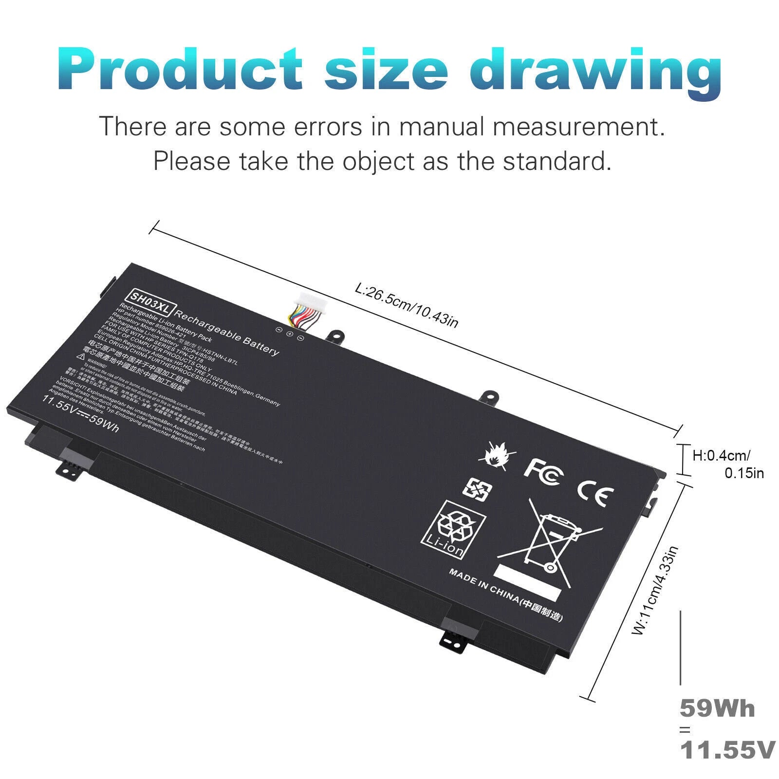 SH03XL 59Wh Battery For HP Spectre X360 13-AC033DX w023dx 859356-855 859026-421
