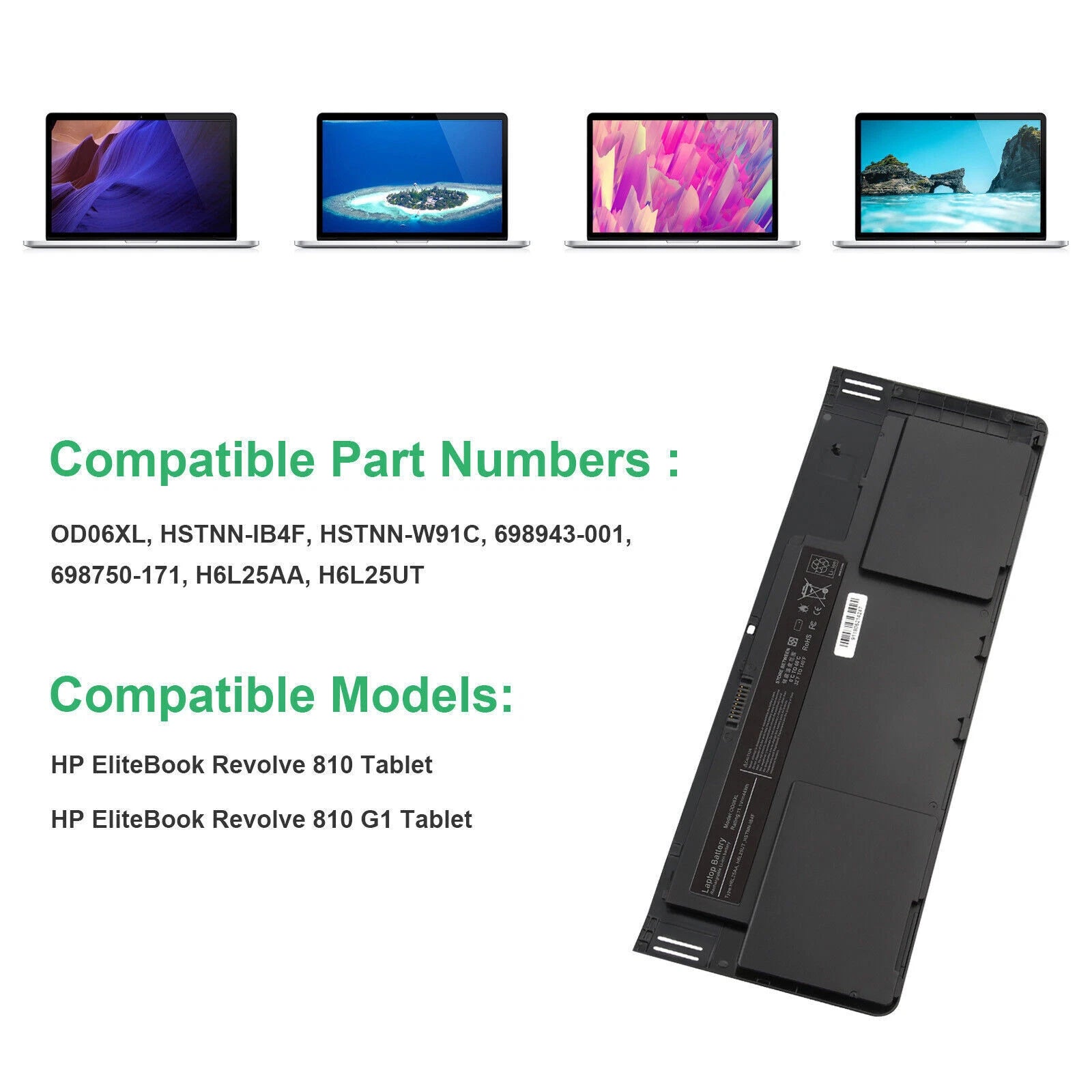 OD06XL 0D06 Battery for HP EliteBook Revolve 810 G1 G3 HSTNN-W91C 698943-001