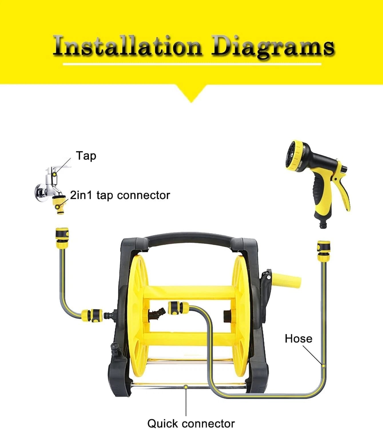 Garden Hose Water Pipe Outdoor Heavy Duty 1/2" Reinforced Anti-Kink +Adapters