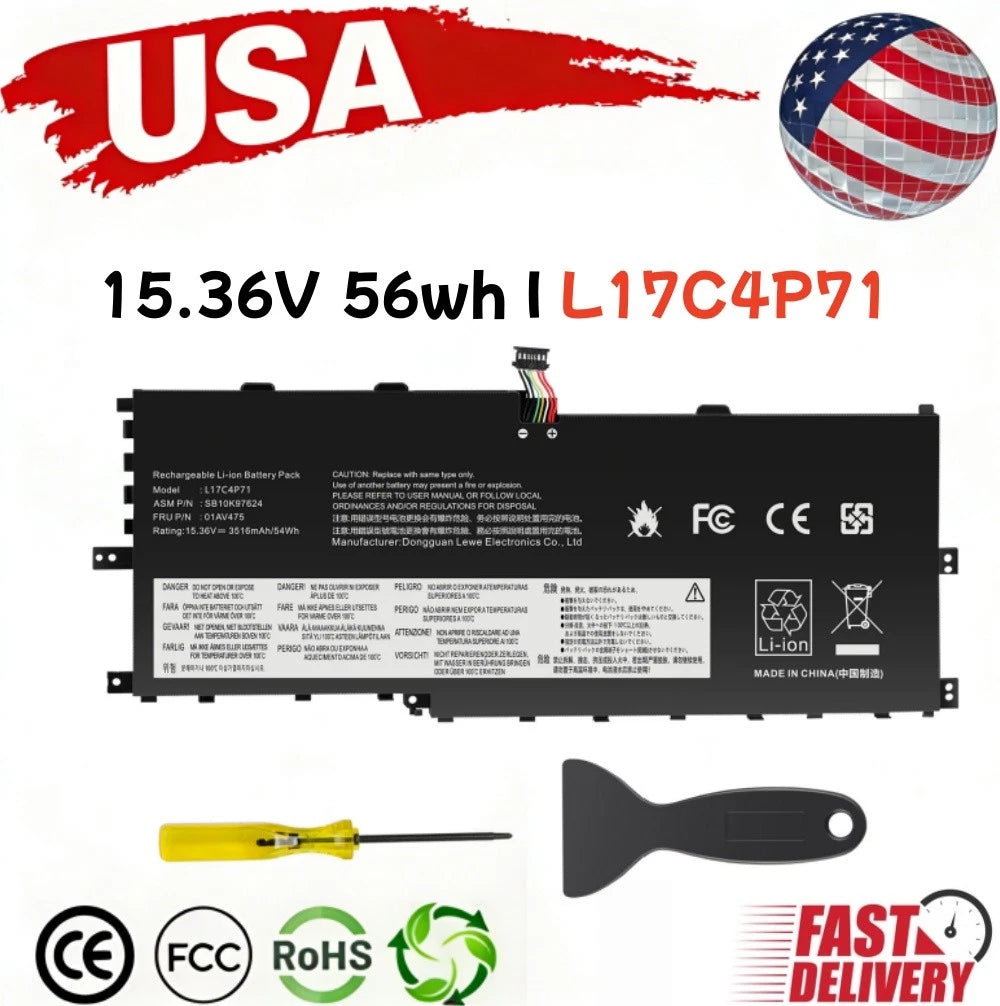 L17C4P71 L17M4P73 01AV475 Battery for Lenovo ThinkPad X1 Yoga 3rd Gen 54Wh