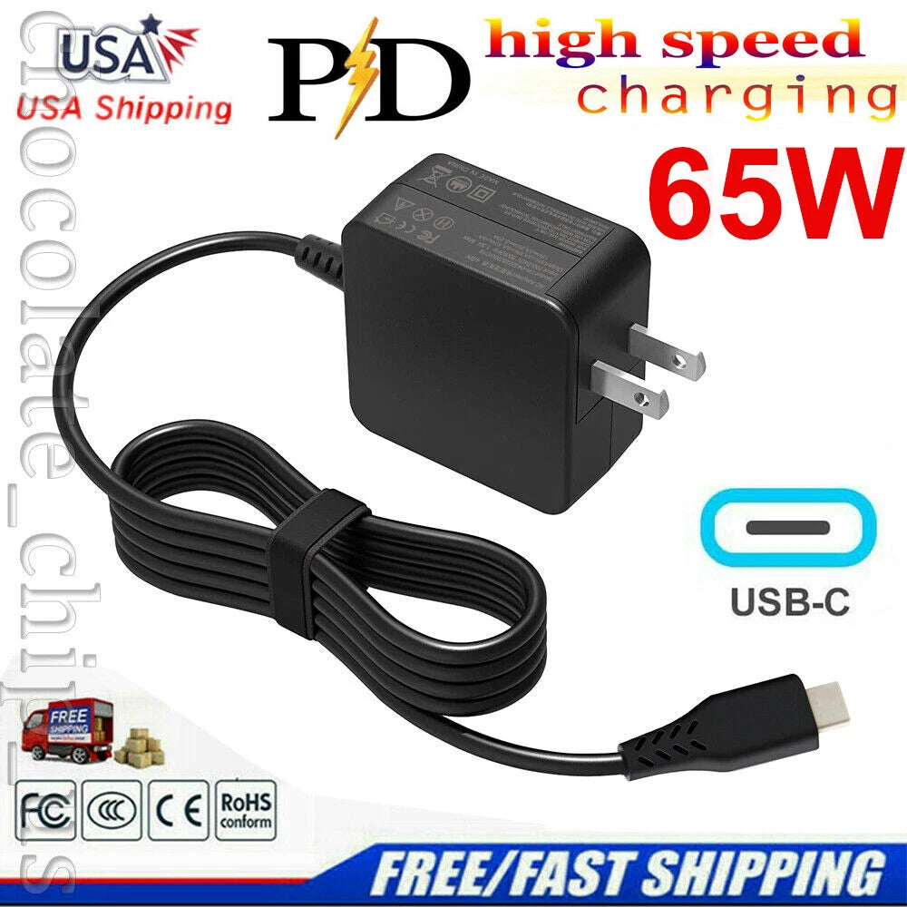 65W Charger for Dell Inspiron 14 7400 7415 2-in-1 USB C Laptop AC Adapter Power
