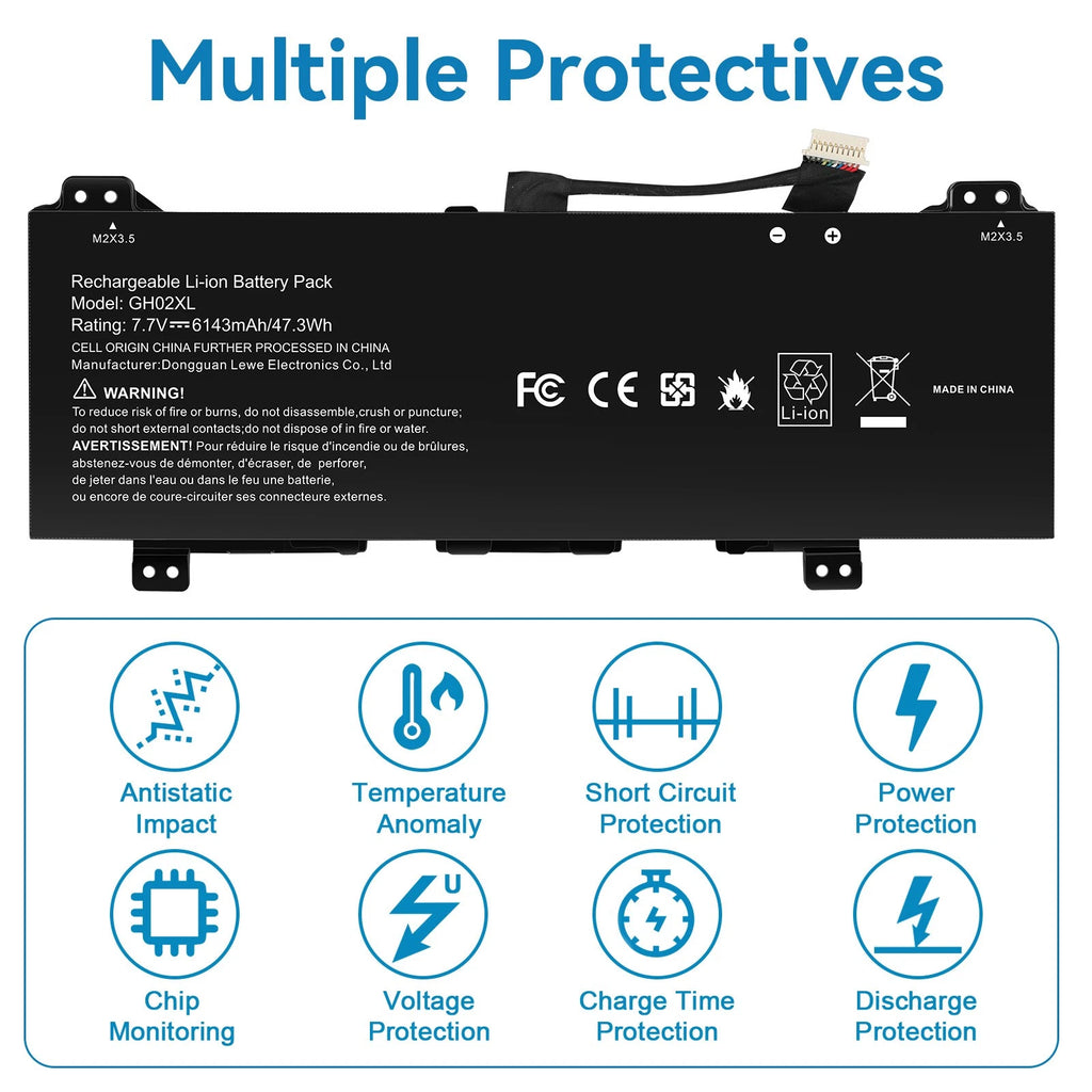 New GH02XL Battery For HP Chromebook 11 14 / X360 11 /14 G6 14A-NA 14A-CA 47.3Wh