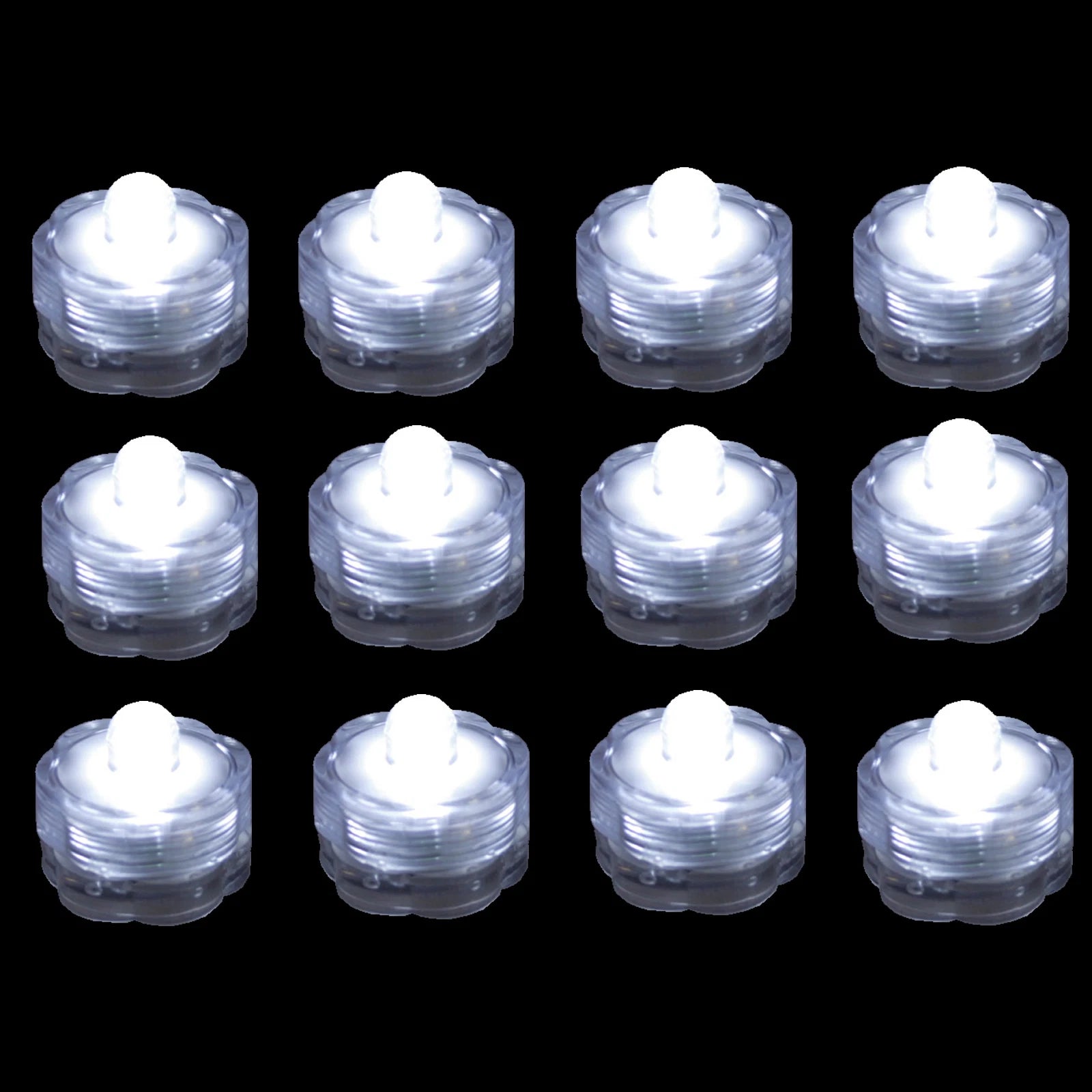 Submersible Waterproof Battery LED Tea Light ~ Wedding Decoration~WHITE~ 12 Pack