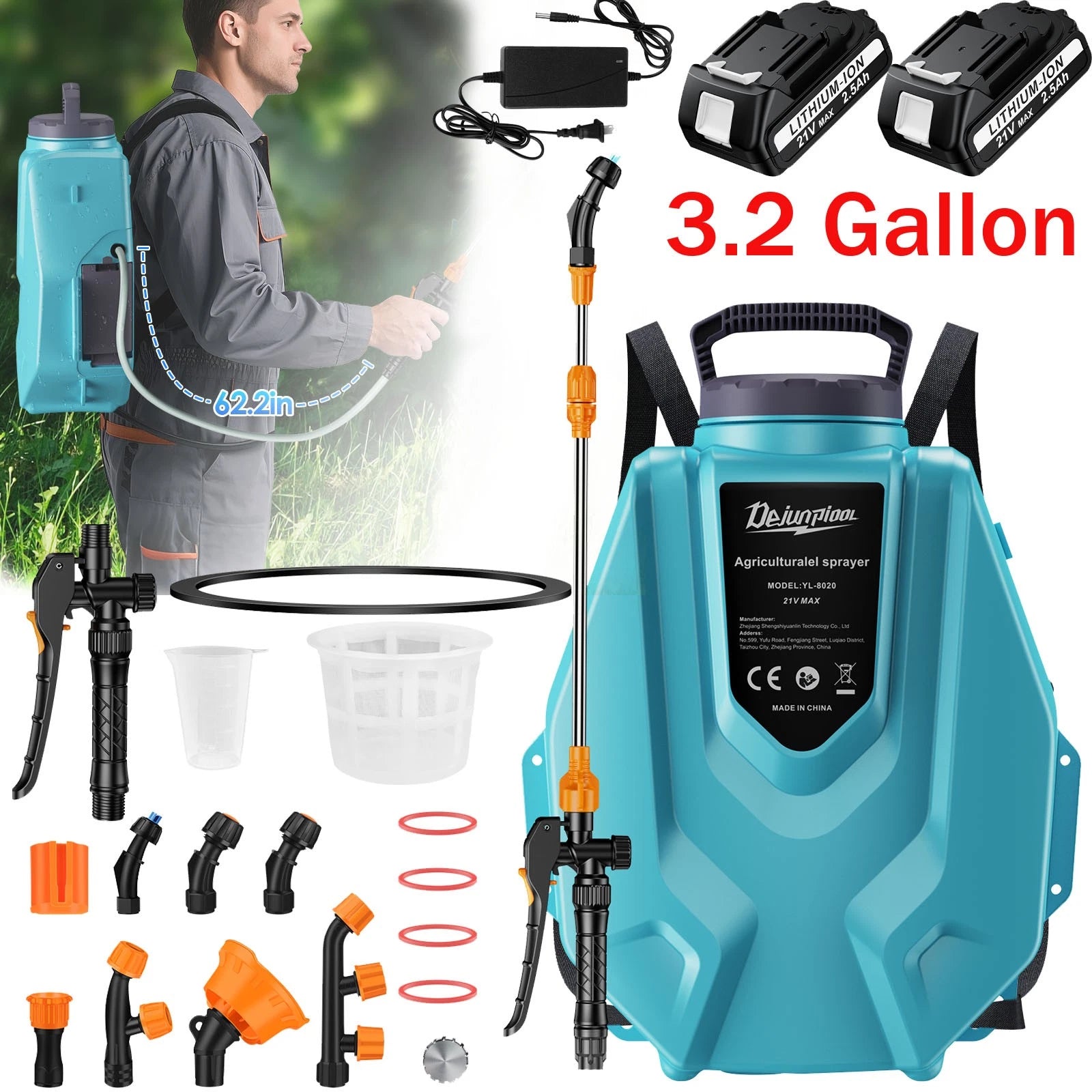 Battery Backpack Garden Sprayer 3.2 Gallon Pressure Pump Lawn Yard Plant Weed