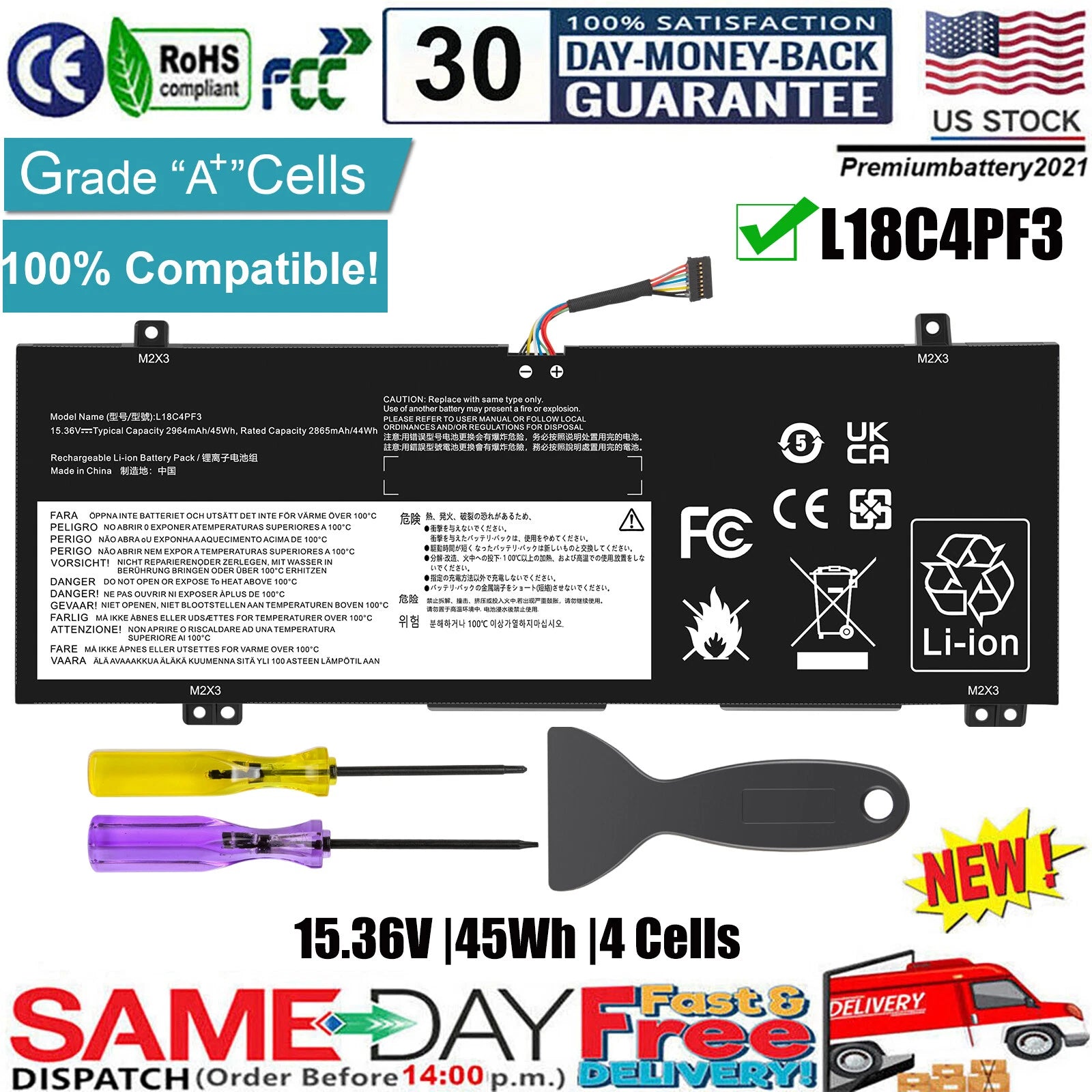 ?L18C4PF3 L18M4PF3 Battery for Lenovo Ideapad C340-14IWL C340-14IML S540-14API