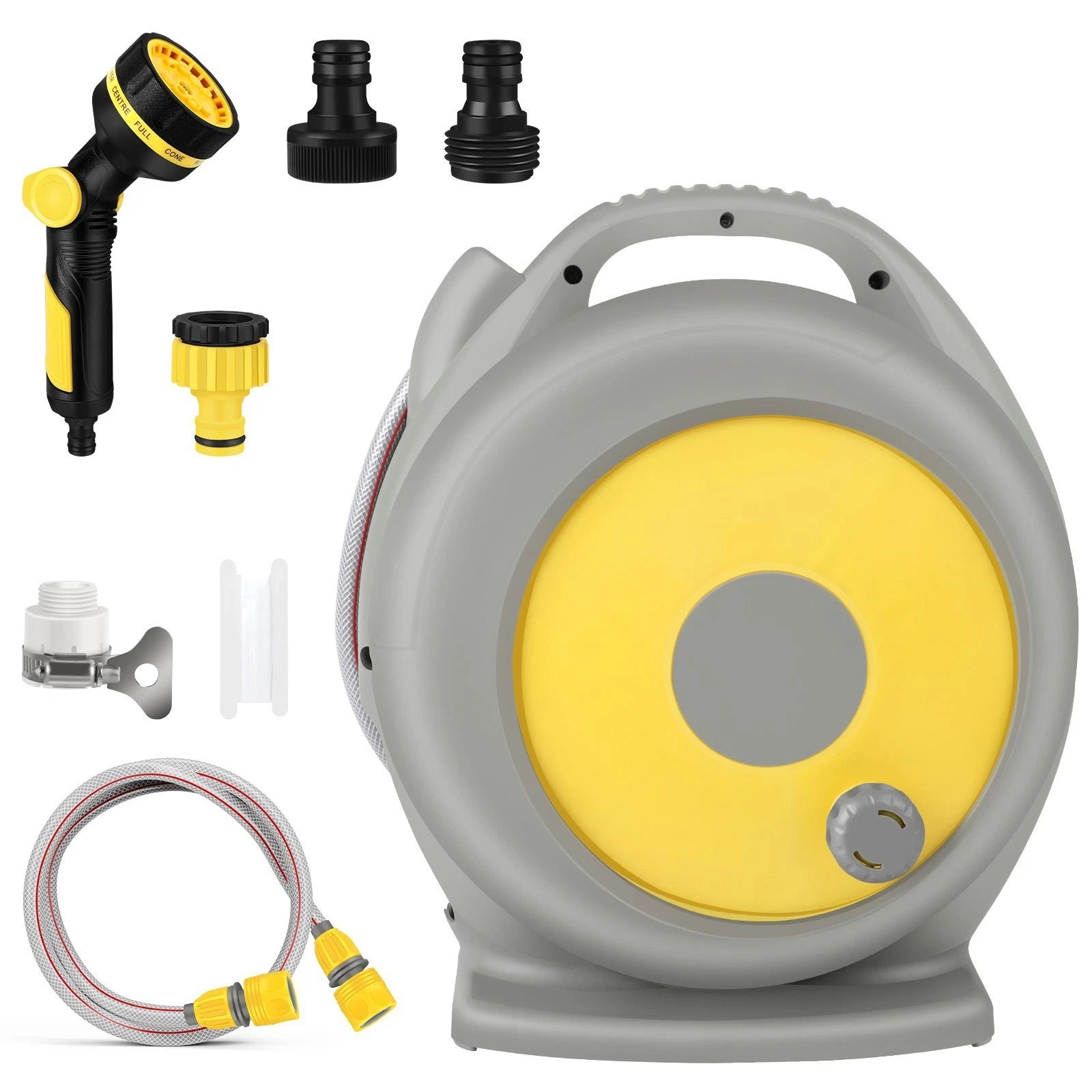 Water Hose Reel Cart with In-Built Garden Hose Guide And Telescopic Switch 66FT
