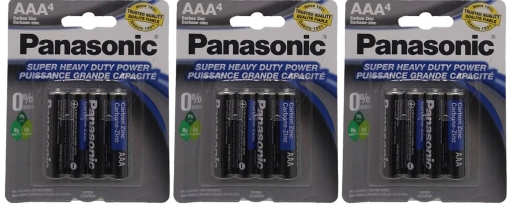 16 Super Heavy Duty Power Panasonic Triple AAA 1.5V Carbon Zinc Batteries 4x4