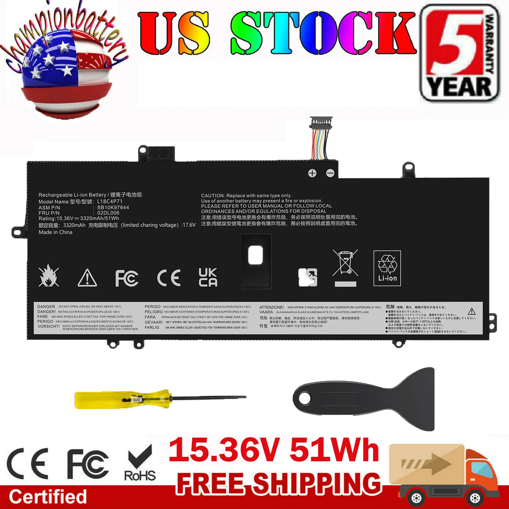 Battery for Lenovo ThinkPad X1 Carbon 7th 8th Gen L18C4P71 L18L4P71 L18M4P72