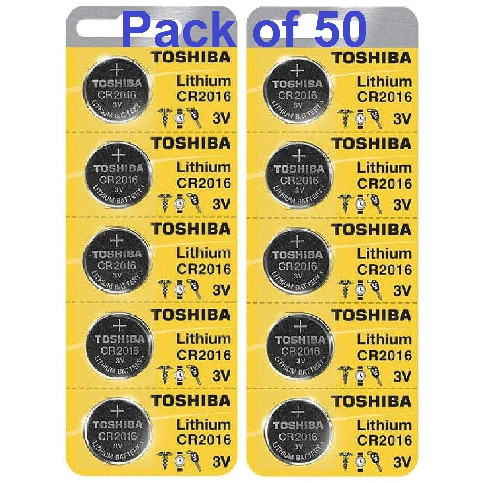 50 x New Original Fresh Toshiba CR2016 CR 2016 3V LITHIUM BATTERY BR2016 DL2016