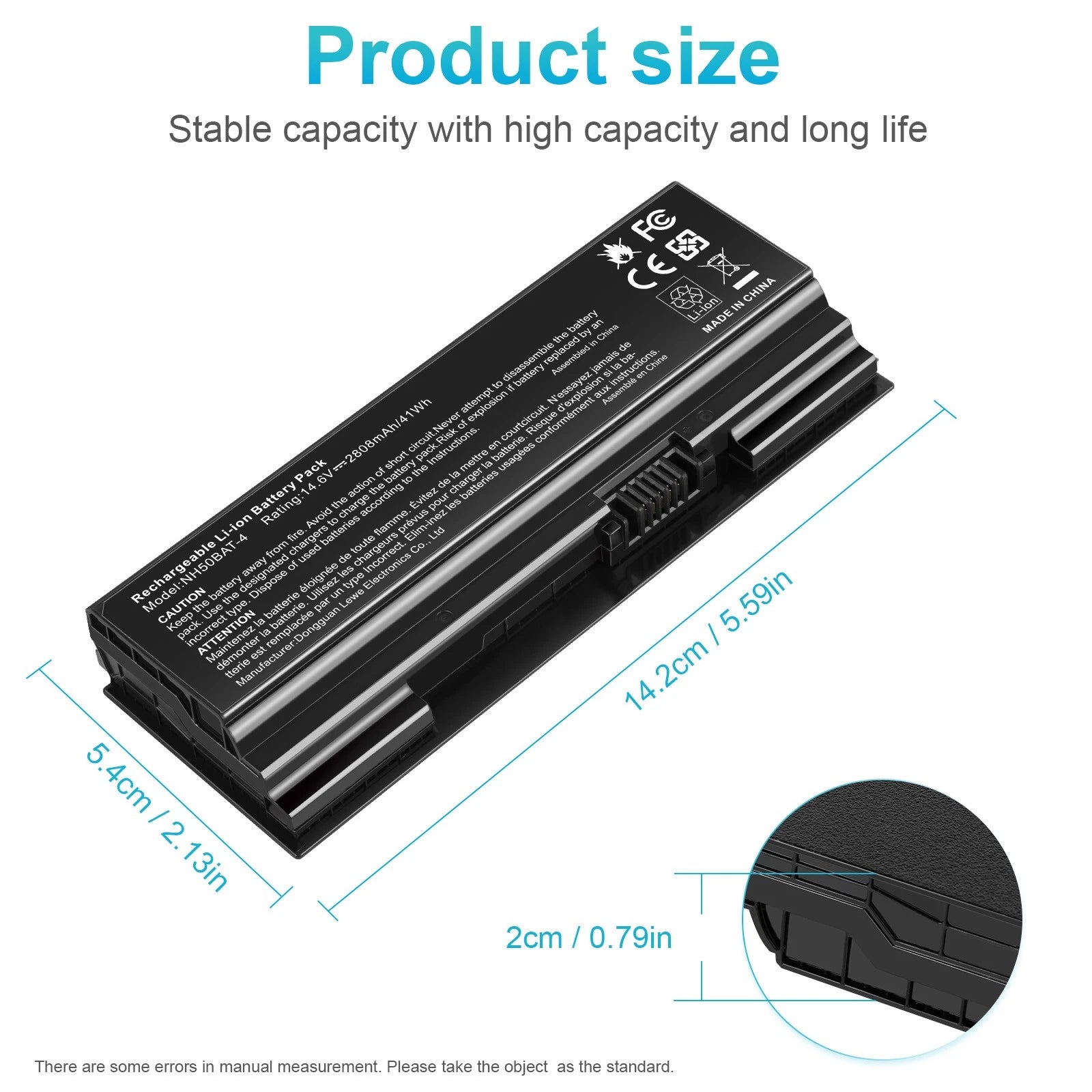 NH50BAT-4 6-87-NH50S-41C00 Battery For Clevo NH50RH NH55EDQ NH58EDQ NH70 41wh