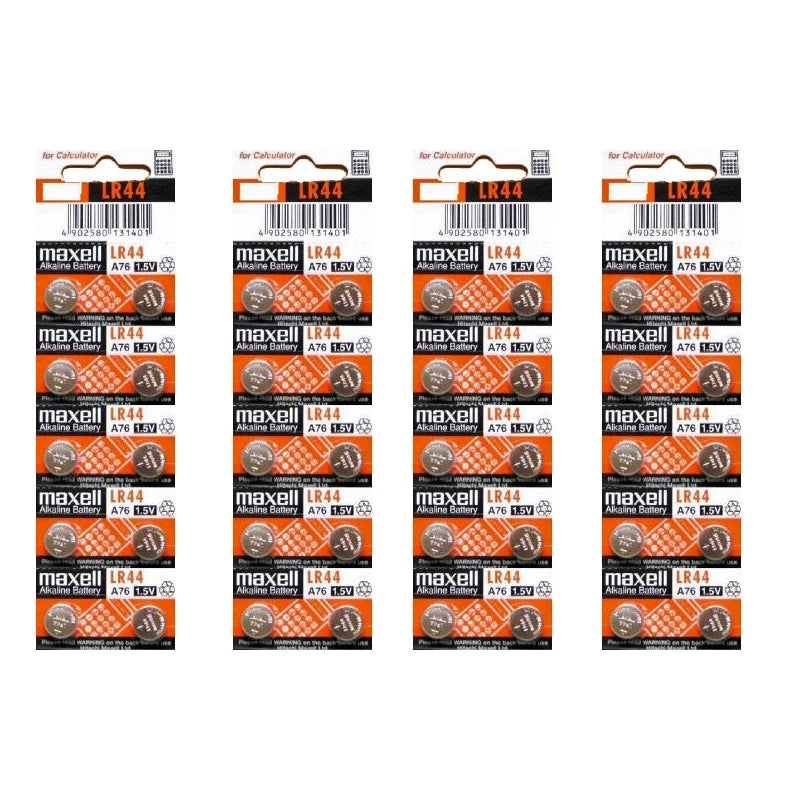 40 Pieces Maxell LR44 A76 357 303 AG13 1.5V Coin Cell Button Batteries, 4 Strips