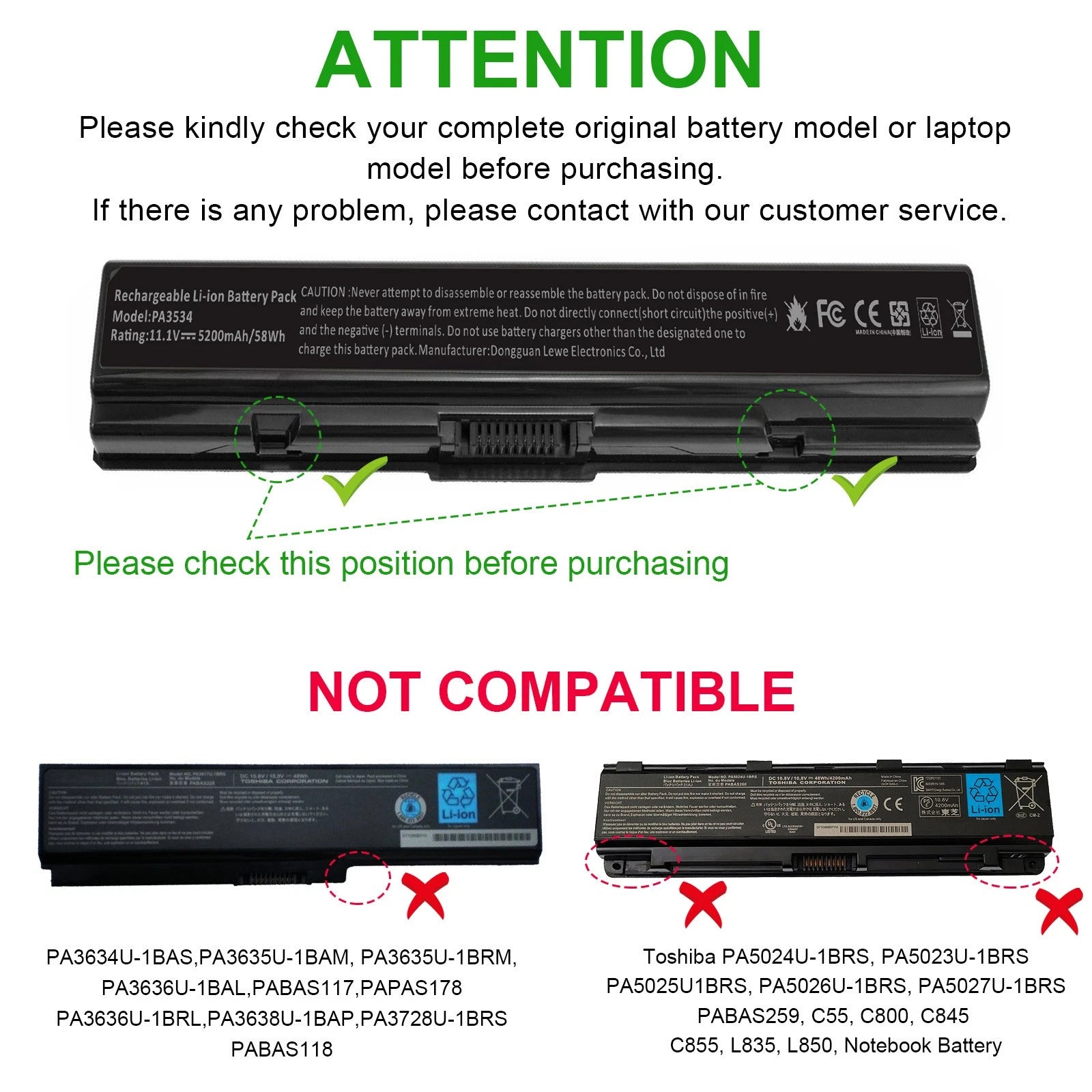 PA3534U-1BRS Laptop Battery for Toshiba Satellite PA3727U-1BRS L205 L305 L305D