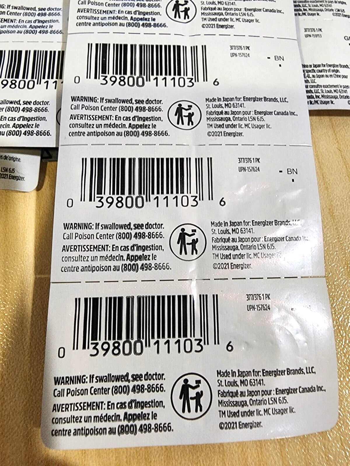 2 x Fresh carded Energizer 377 376 Silver Oxide Watch Battery SR626SW SR626W