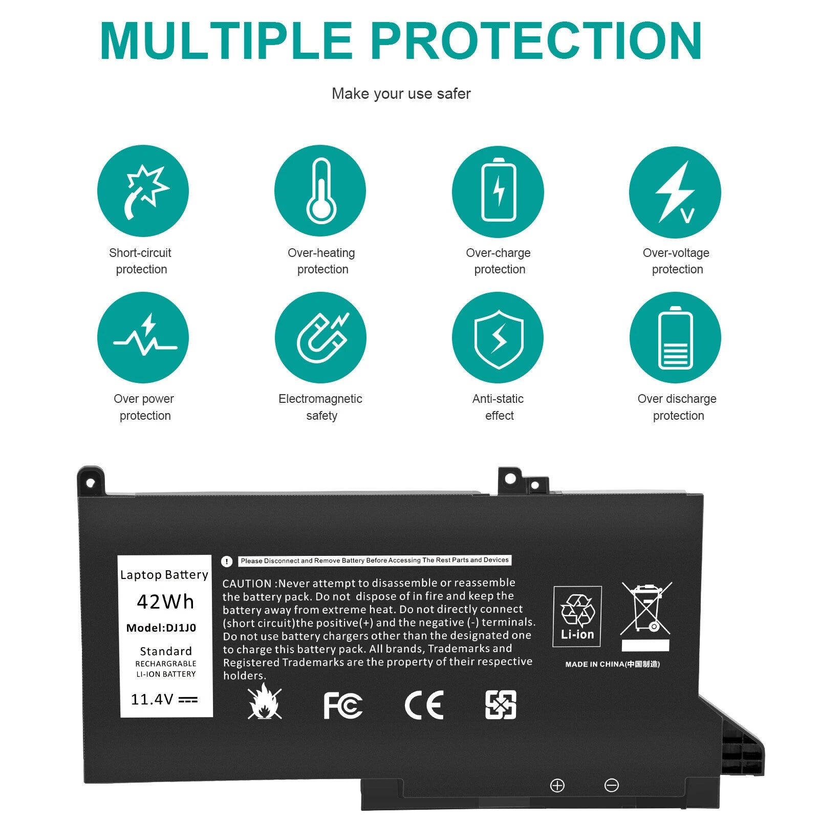 DJ1J0 PGFX4 ONFOH Battery For Dell Latitude E7280 E7290 E7380 E7390 E7480 E7490